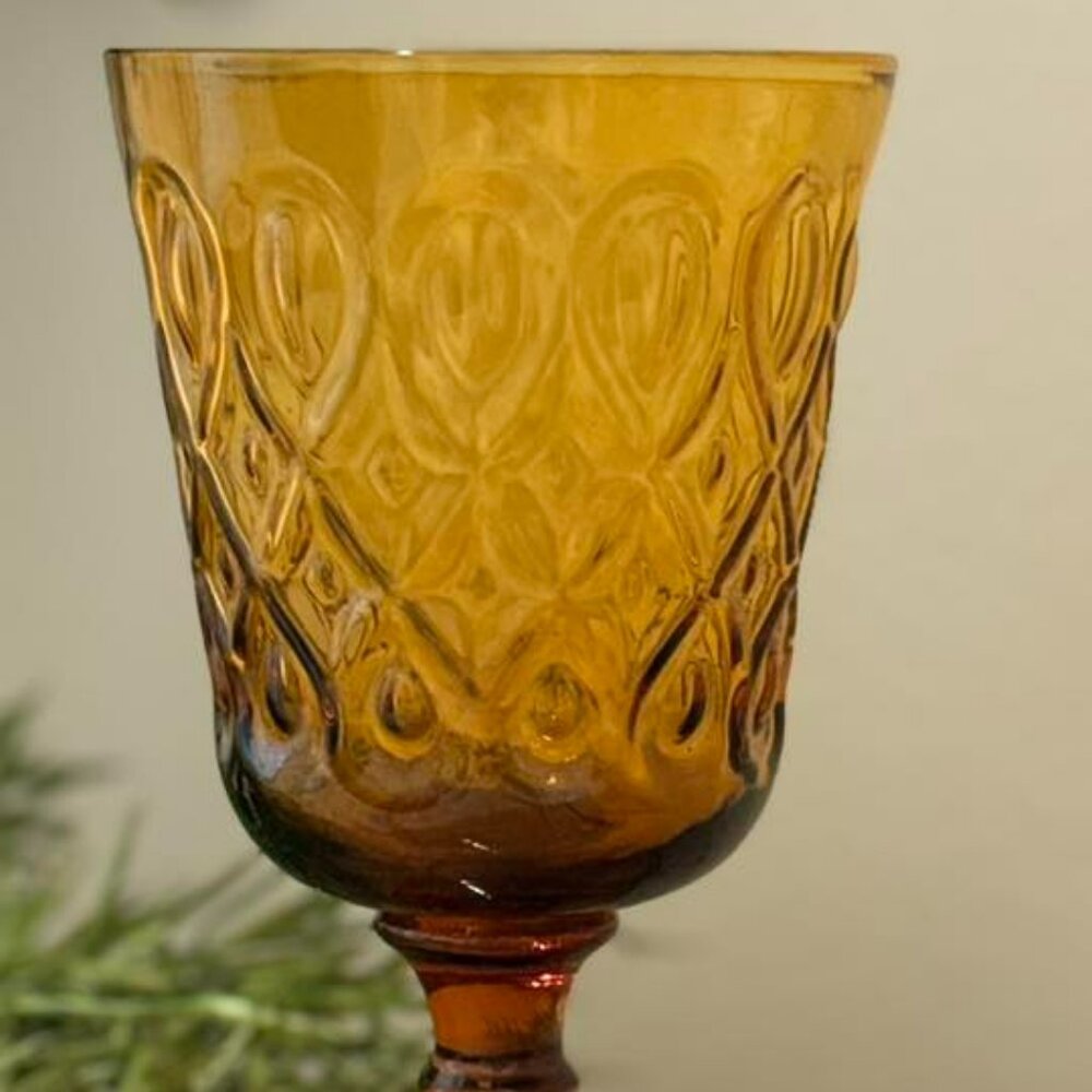 Set of 4 amber goblets.